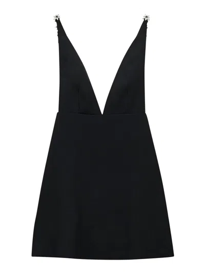 Prada Embroidered Sablé Mini-dress In Black