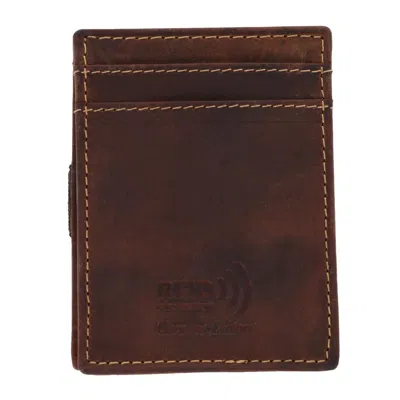 Ctm Men's Leather Front Pocket Wallet With Elastic Keeper In Brown