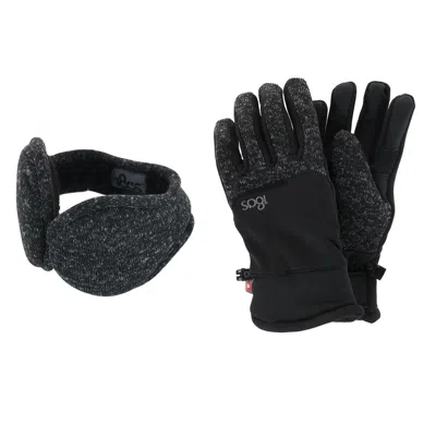 180s Men's All Finger Touchscreen Winter Gloves And Ear Warmer Set In Grey