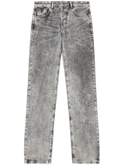 Diesel Straight Fit Trousers Faded Wash In Black