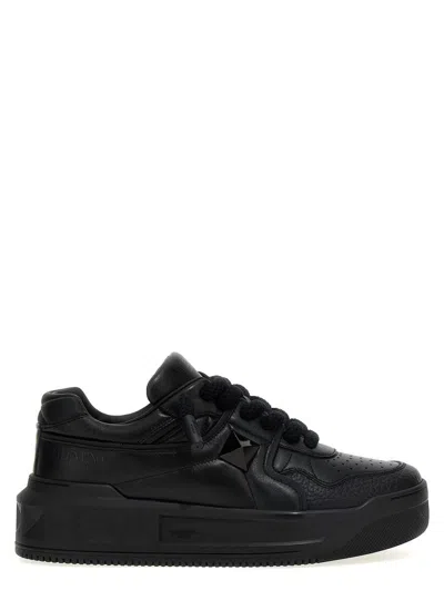Valentino Black One Stud Xl Nappa Leather Low-top Sneakers In Black