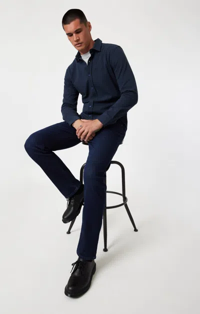 Mavi Zach Straight Leg In Ink Brushed Supermove In Dark Blue