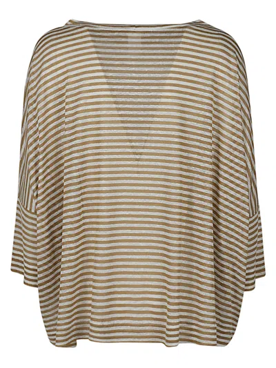 C-zero Shirt C Zero Shirt Linen Striped Sweater In Brown