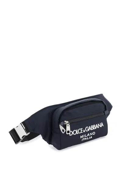 Dolce & Gabbana Nylon Beltpack Bag With Logo In Blue