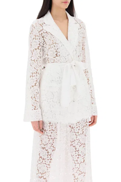 Shop Dolce & Gabbana Women's Pajama Shirt In Cordonnet Lace In White