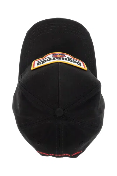 Dsquared2 Cotton Gabardine Baseball Cap With In Black