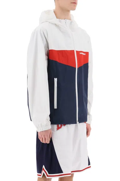Dsquared2 Color Block Windbreaker Jacket In White