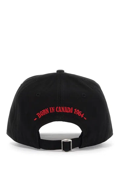 Dsquared2 Cotton Gabardine Baseball Cap With In Black