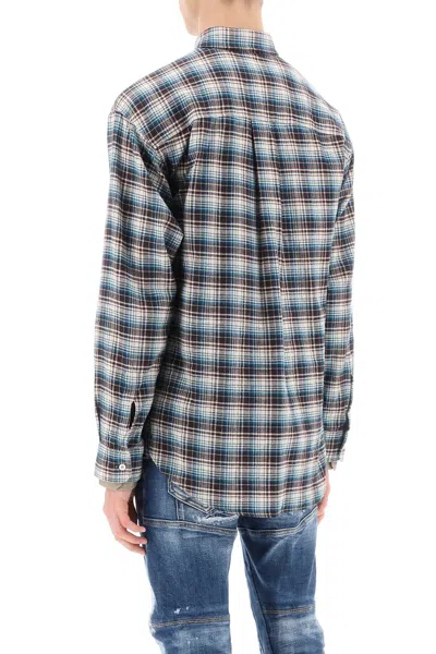 DSQUARED2 DSQUARED2 MEN'S CHECK SHIRT WITH LAYERED SLEEVES 