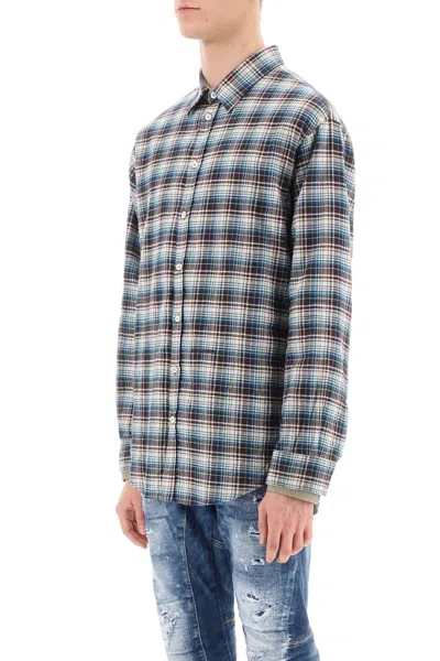 Dsquared2 Dsqua2 Men's Check Shirt With Laye Sleeves In Blue