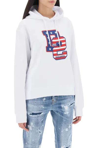 Dsquared2 Cool Fit Hoodie With Graphic Print In White