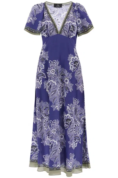 Shop Etro Women's Maxi Crepe De Chine Dress In Purple