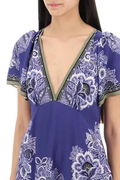 Shop Etro Women's Maxi Crepe De Chine Dress In Purple