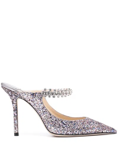 Jimmy Choo Embellished Fabric Bing 65 Slingbacks In Silver
