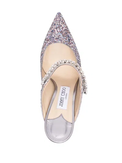Jimmy Choo Embellished Fabric Bing 65 Slingbacks In Silver