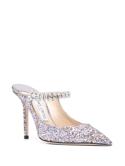 Jimmy Choo Embellished Fabric Bing 65 Slingbacks In Silver