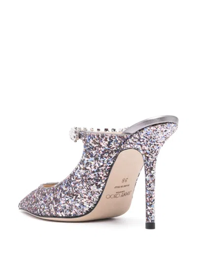 Jimmy Choo Embellished Fabric Bing 65 Slingbacks In Silver