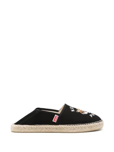 Kenzo Canvas Espadrilles With Logo Embroidery In Black