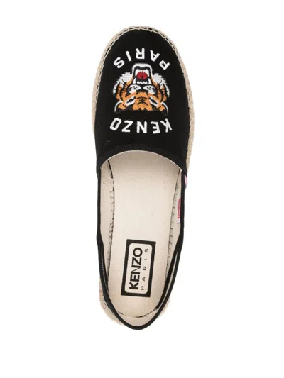 Kenzo Canvas Espadrilles With Logo Embroidery In Black