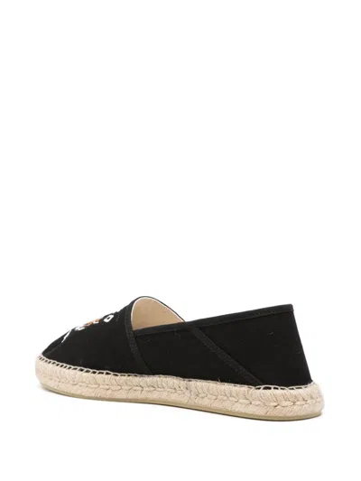 Kenzo Canvas Espadrilles With Logo Embroidery In Black