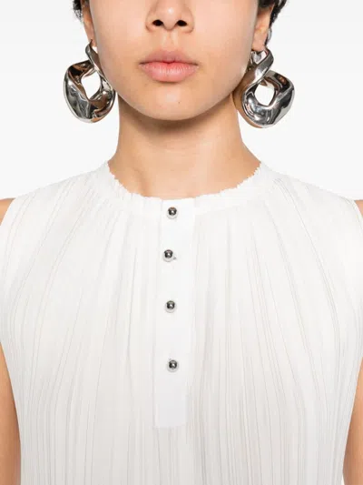 Lanvin Buttoned Crepe De Chine Sleeveless Top In White