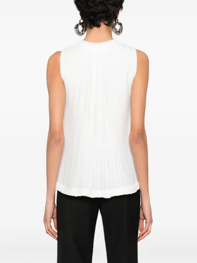 Lanvin Buttoned Crepe De Chine Sleeveless Top In White