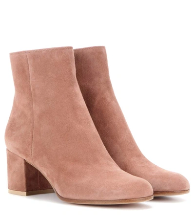 Gianvito Rossi Ankle Boots Margaux Mid Bootie Suede Beige ModeSens Suede boots knee high