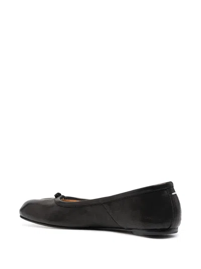 Maison Margiela Black Leather Tabi Ballerinas With Iconic Tabi Split-toe In Black
