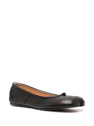 Maison Margiela Black Leather Tabi Ballerinas With Iconic Tabi Split-toe In Black