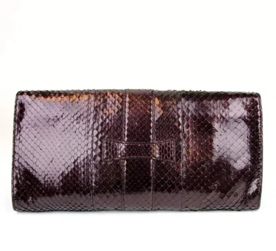 Harley Davidson New Authentic Gucci Soft Stirrup Python Clutch Evening Bag Large In Plum