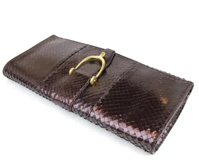 Harley Davidson New Authentic Gucci Soft Stirrup Python Clutch Evening Bag Large In Plum