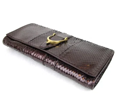 Harley Davidson New Authentic Gucci Soft Stirrup Python Clutch Evening Bag Large In Plum