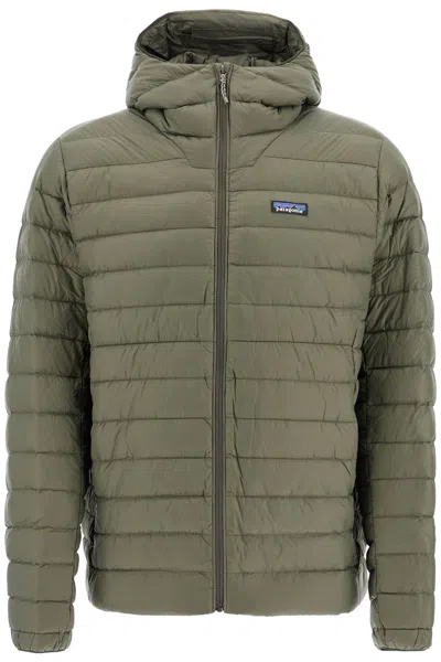 Patagonia Down-filled Hooded Sweater In Green