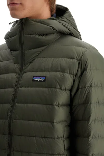 Patagonia Down-filled Hooded Sweater In Green