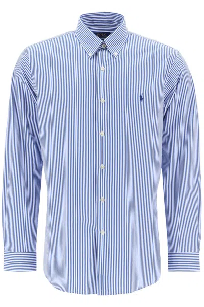 Shop Polo Ralph Lauren Men's 'striped Stretch Poplin Shirt With In Blue