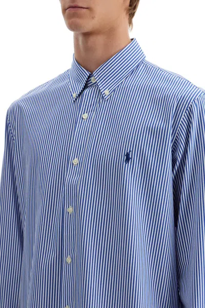 Polo Ralph Lauren 'striped Stretch Poplin Shirt With In Blue