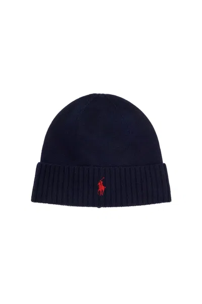 Polo Ralph Lauren Cappello Beanie In Lana Merino In Blue