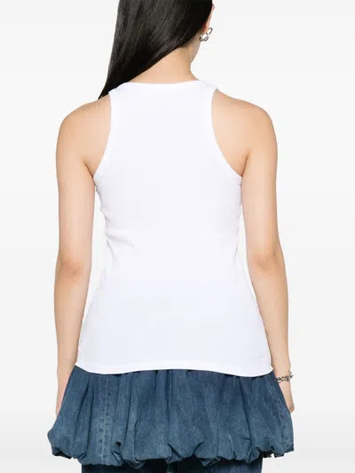 Attico Strap Detail Ribbed Tank Top In White
