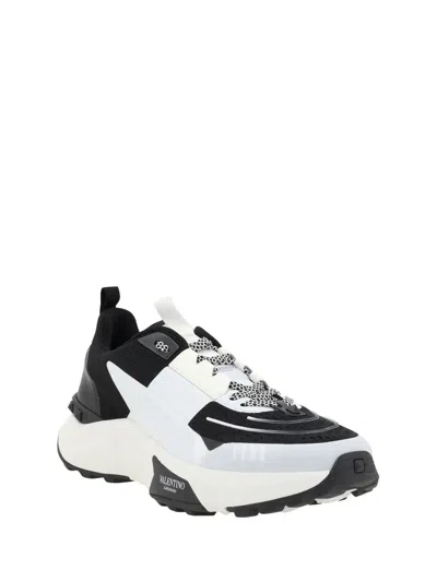 Valentino True Act Leather-trimmed Mesh And Rubber Sneakers In White