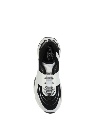 Valentino True Act Leather-trimmed Mesh And Rubber Sneakers In White