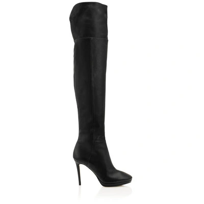 HAYLEY 100 Black Grainy Calf Leather Over-The-Knee Boots