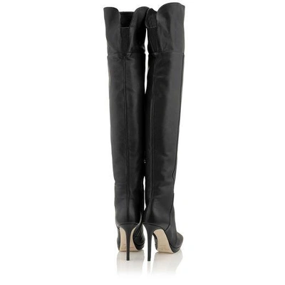 HAYLEY 100 Black Grainy Calf Leather Over-The-Knee Boots