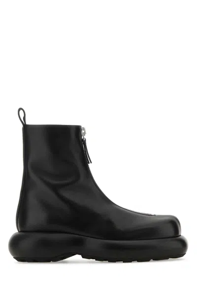 Jil Sander Chic Black Leather Ankle Boots For Women In Black