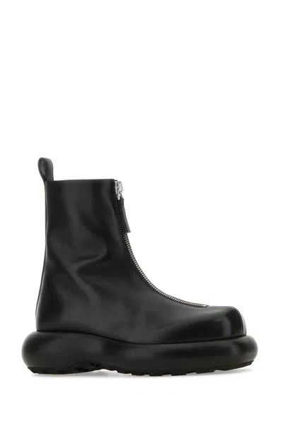 Jil Sander Chic Black Leather Ankle Boots For Women In Black
