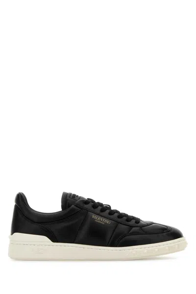 Valentino Black Upvillage Low Top Nappa Leather Sneakers In Black