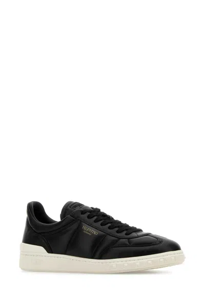 Valentino Black Upvillage Low Top Nappa Leather Sneakers In Black