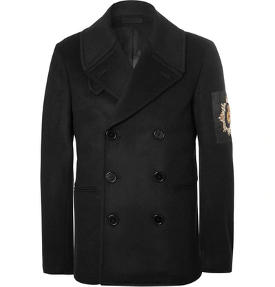 Shop Alexander Mcqueen Embellished Wool And Cashmere-blend Peacoat