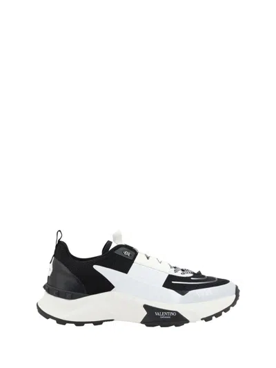 Valentino True Act Leather-trimmed Mesh And Rubber Sneakers In White