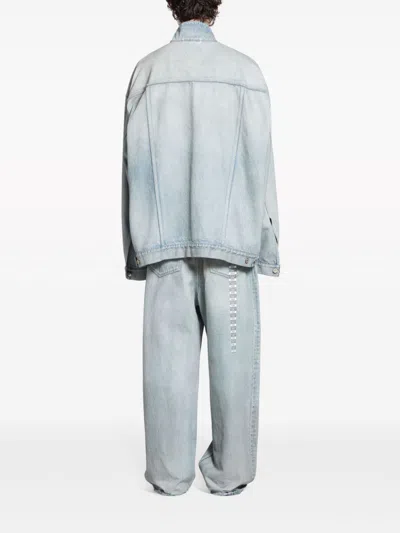 Balenciaga Men Sticker Dneim Jacket In Multi