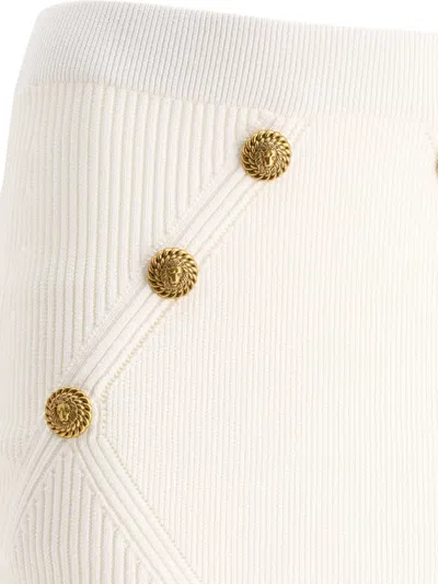 Balmain Knitted Skirt With Buttons Skirts White